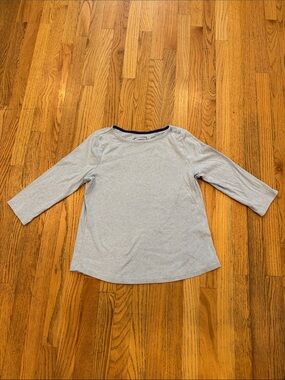 Charter Club Light light blue 3/4 Sleeve Crew Tee with Navy Trim large